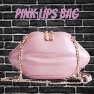 LARGE FULL SIZE Pink Lips Crossbody Shoulder Bag Purse